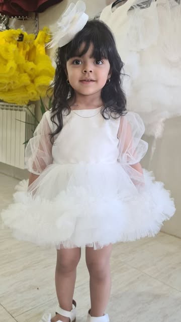 مجلسی آستین تور سفید